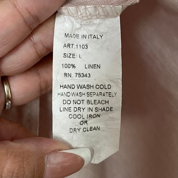 Laura Bianchi Tank Top Womens Large Pink 100% Linen Pintuck Sleeveless Italy - Picture 10 of 11